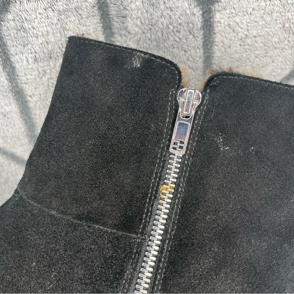 Steve Madden Wanda Black Suede Leather Wedge Cheetah Fur Lined Sneakers - Picture 9 of 9